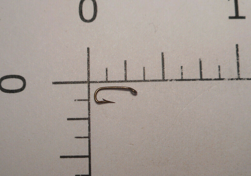 100 MUSTAD #16 Fly Tying Sneck Hooks Turned Down BALL Eye Bronzed NORWAY  3354