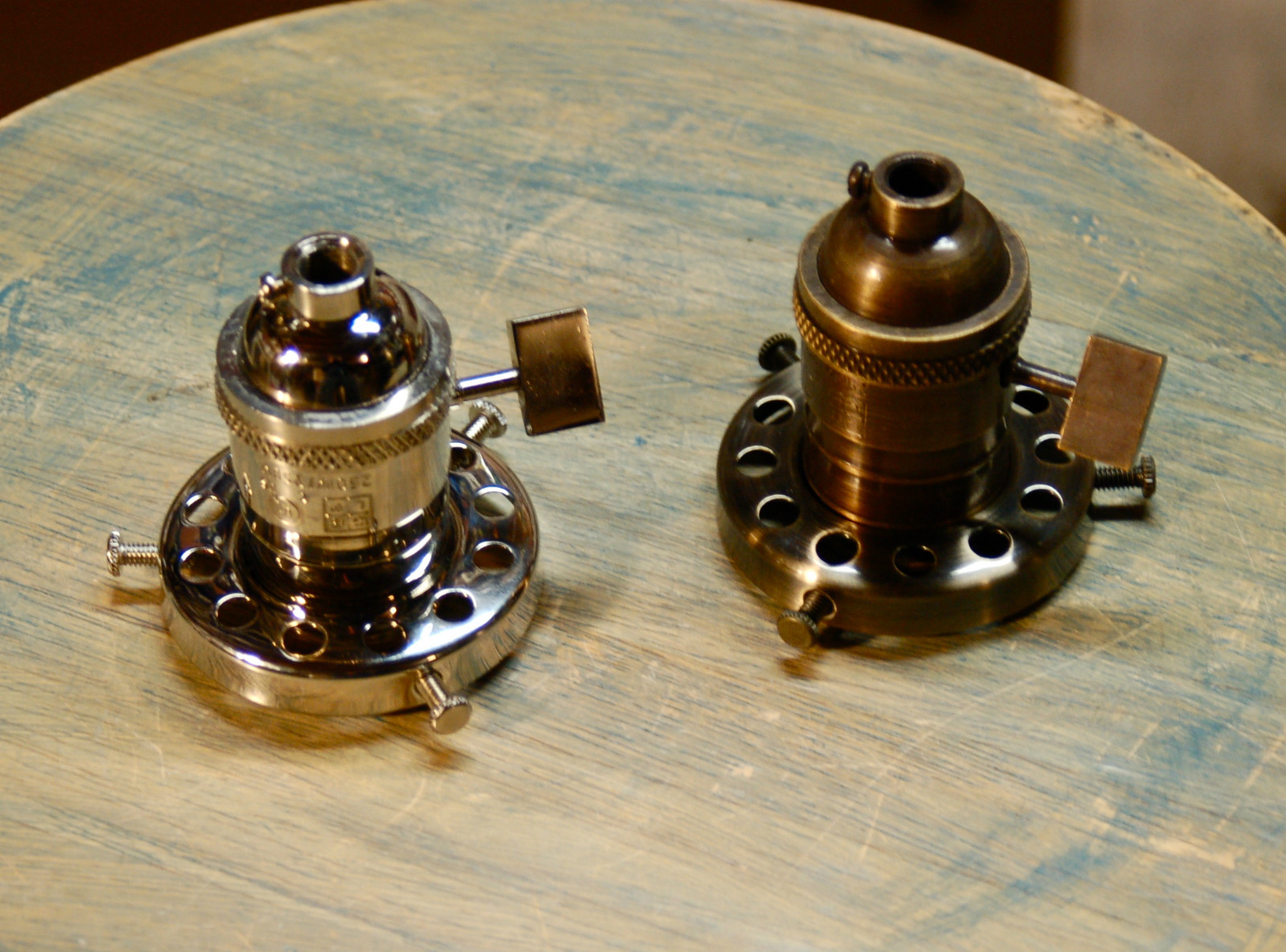 Solid Brass Uno Threaded Light Socket, Vintage Knob, Shade Fitters Sold Separate