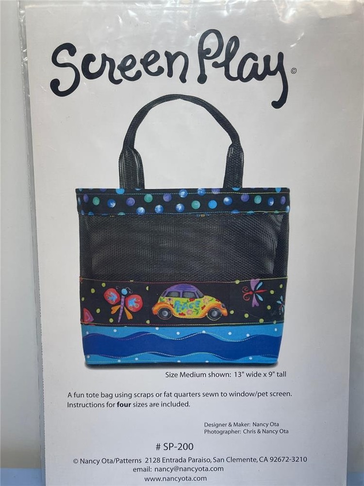 NANCY OTA Sewing Pattern SCREEN PLAY Bag Pattern - 4 Sizes - #SP-200