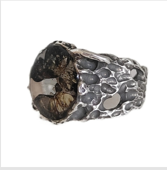 Seymchan pallasite Meteorite Ring S925 silver Ring Jewelry LB082
