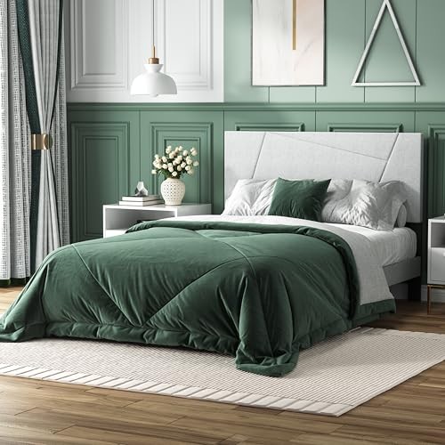 Size Bed Frame Platform Bed Frame with Fabric Upholstered Full Light Gray