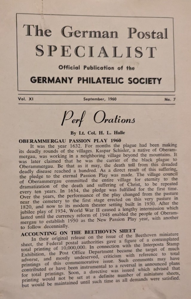 German Postal Specialist Sept 1960 Postal Rates 1919-1923 Tracking Down Forgers