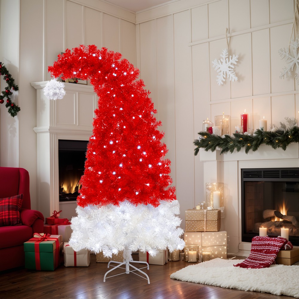 6FT Santa's Hat Shape Artificial Whimsical Christmas Tree with LED Light
