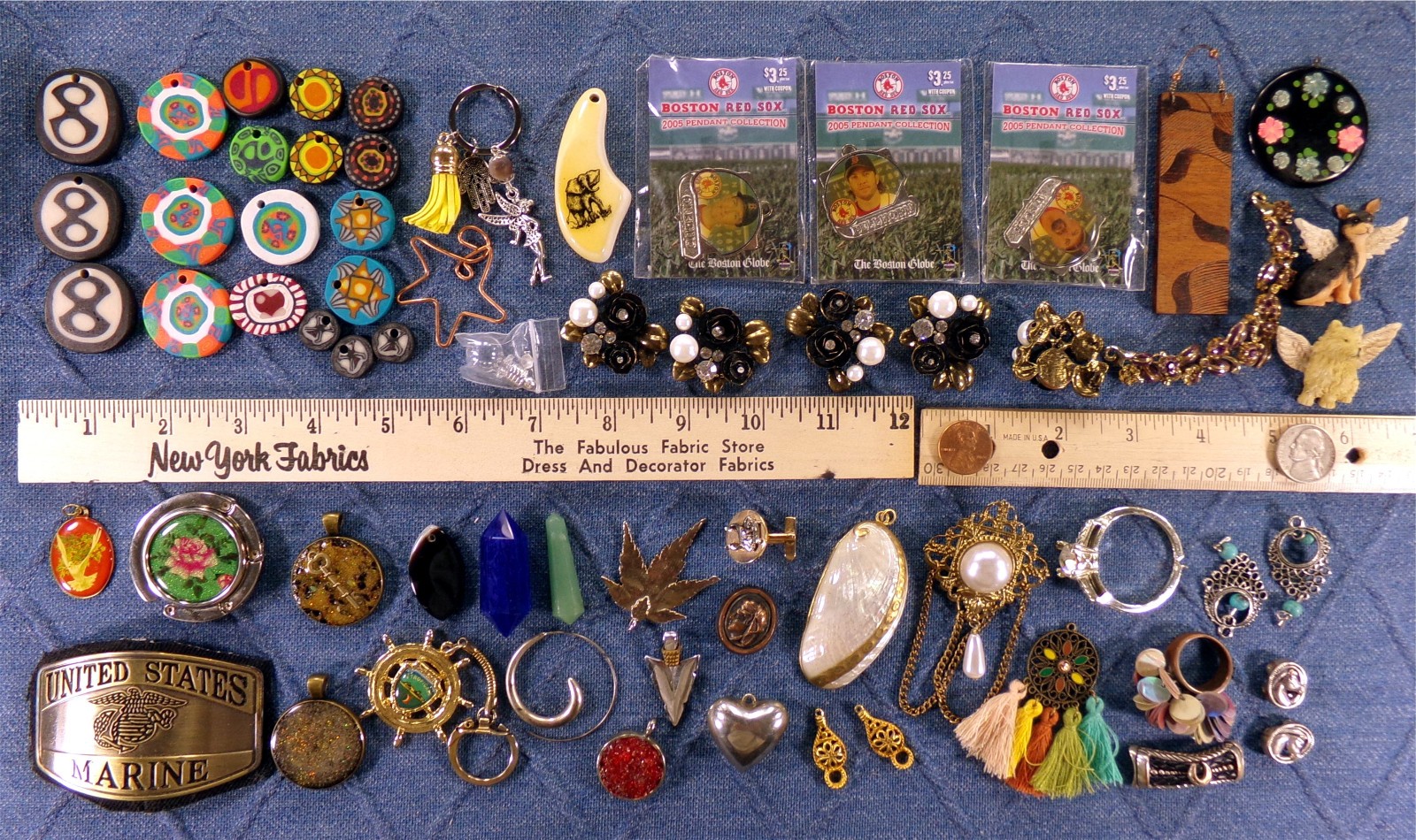 CRAFT LOT, 5 LB BULK MIX: Bead Button Pin Pendant Charm Patch Gem Key Stamp Dice