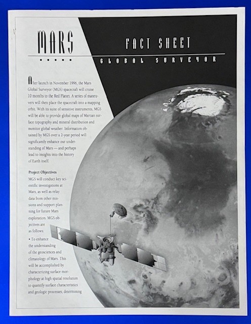 MARS GLOBAL SURVEYOR NASA FACT SHEET FOLD OPEN