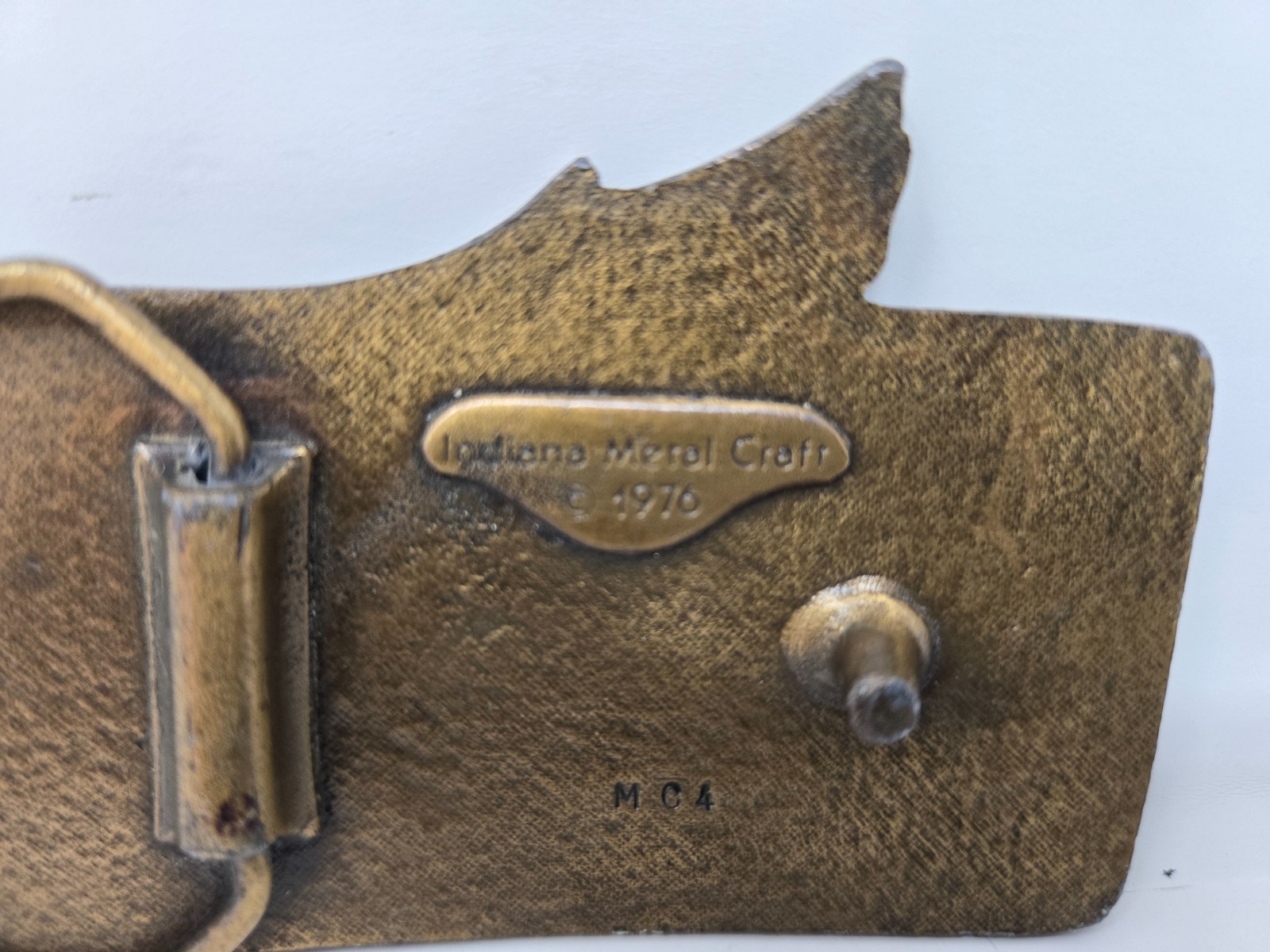 Vintage 1976 Honda Motorcycle Logo 3" Brass Belt Buckle by Indiana Metal Craft