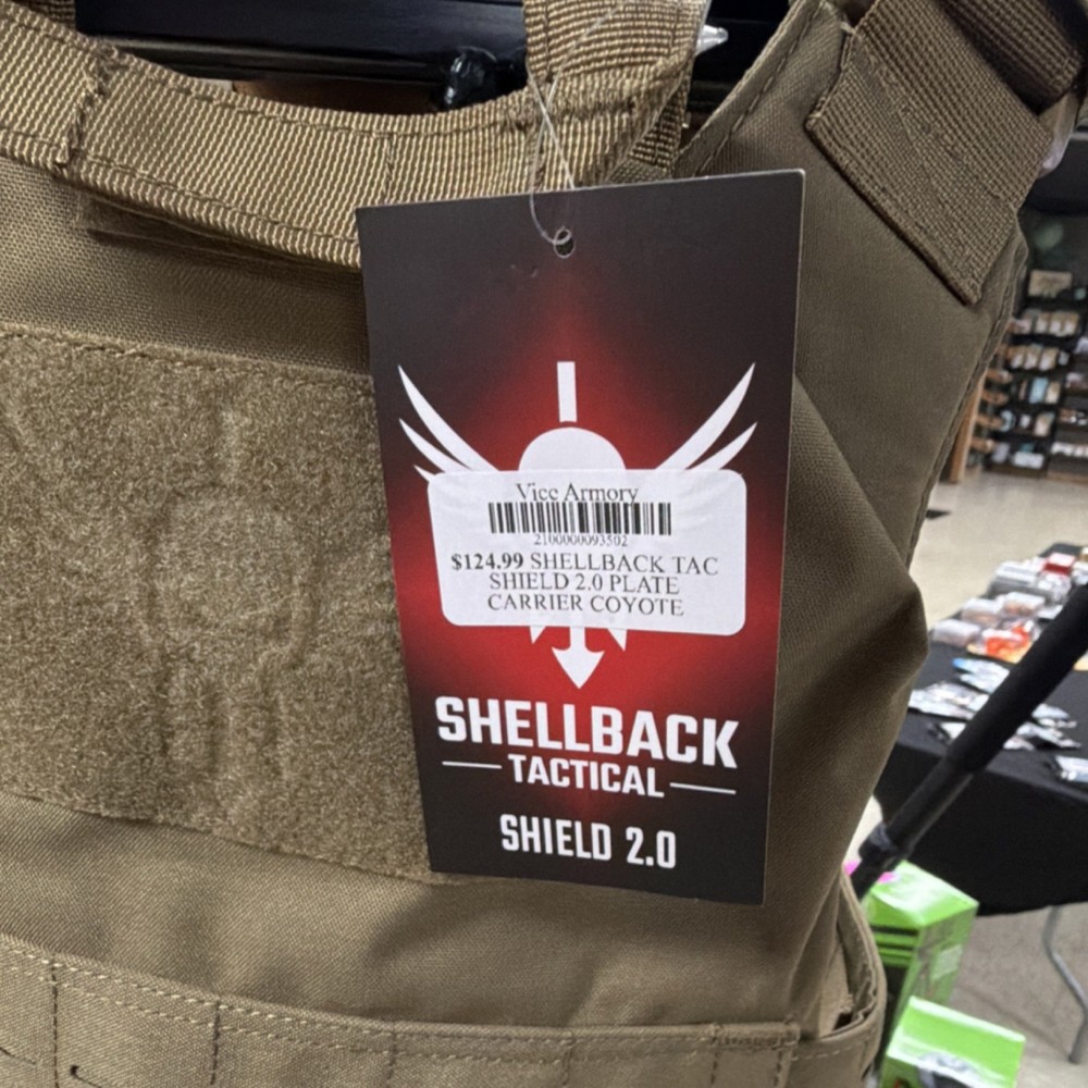 Shellback Tactical Shield 2.0 Plate Carrier Coyote Adjustable Modular SBT-9011-…