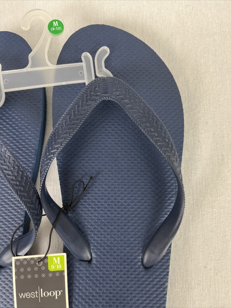 NEW West Loop Men’s Solid Navy Blue Flip Flops Size Medium 9/10