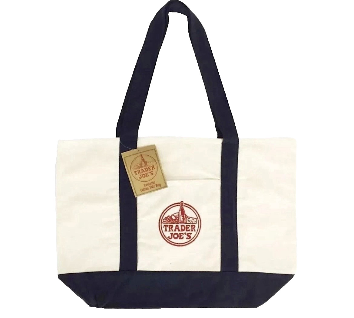 TRADER JOE'S LARGE CANVAS BAG  HEAVY COTTON REUSABLE