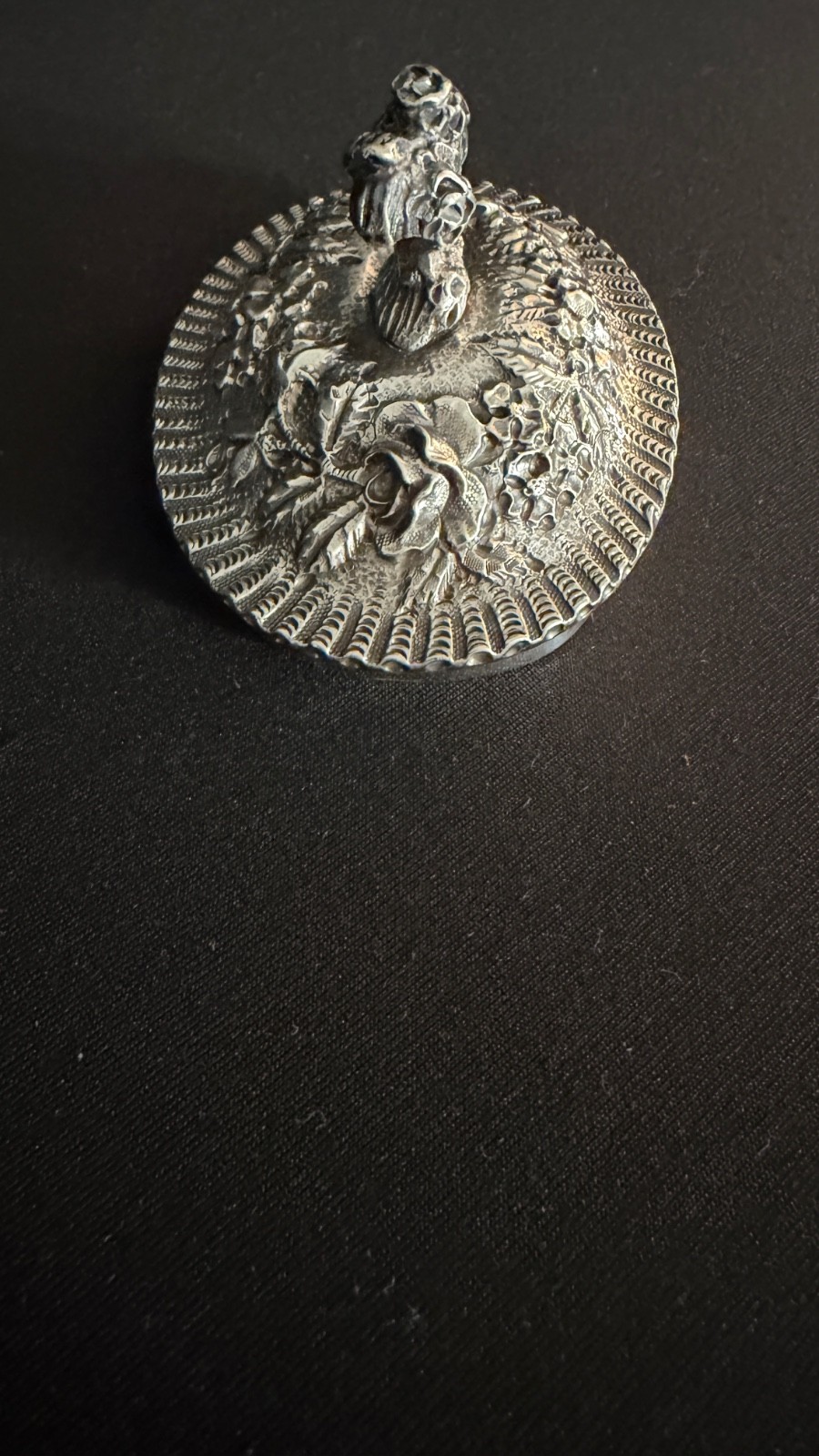 Antique Sterling Silver Repousse Lid Probably S Kirk & Son