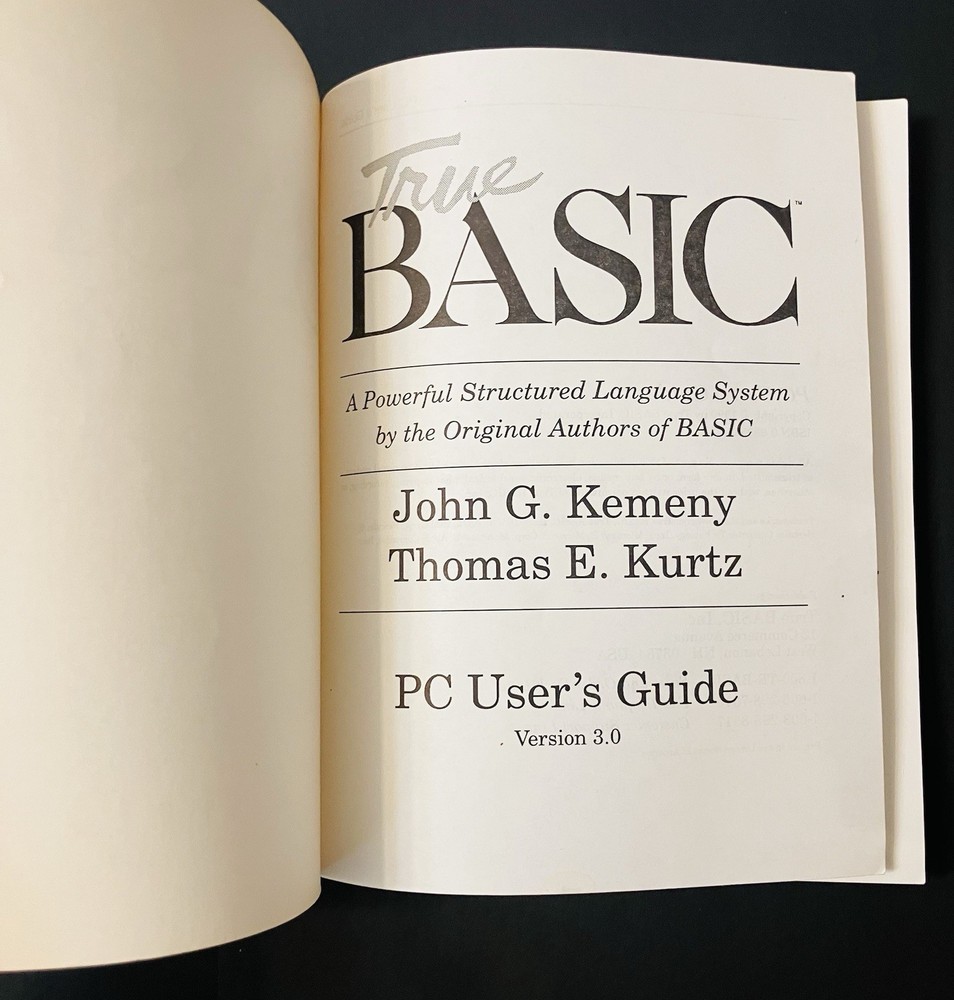 True BASIC v3.0 PC User Guide & Reference Manual Lot Kemeny Kurtz Vintage (1990)