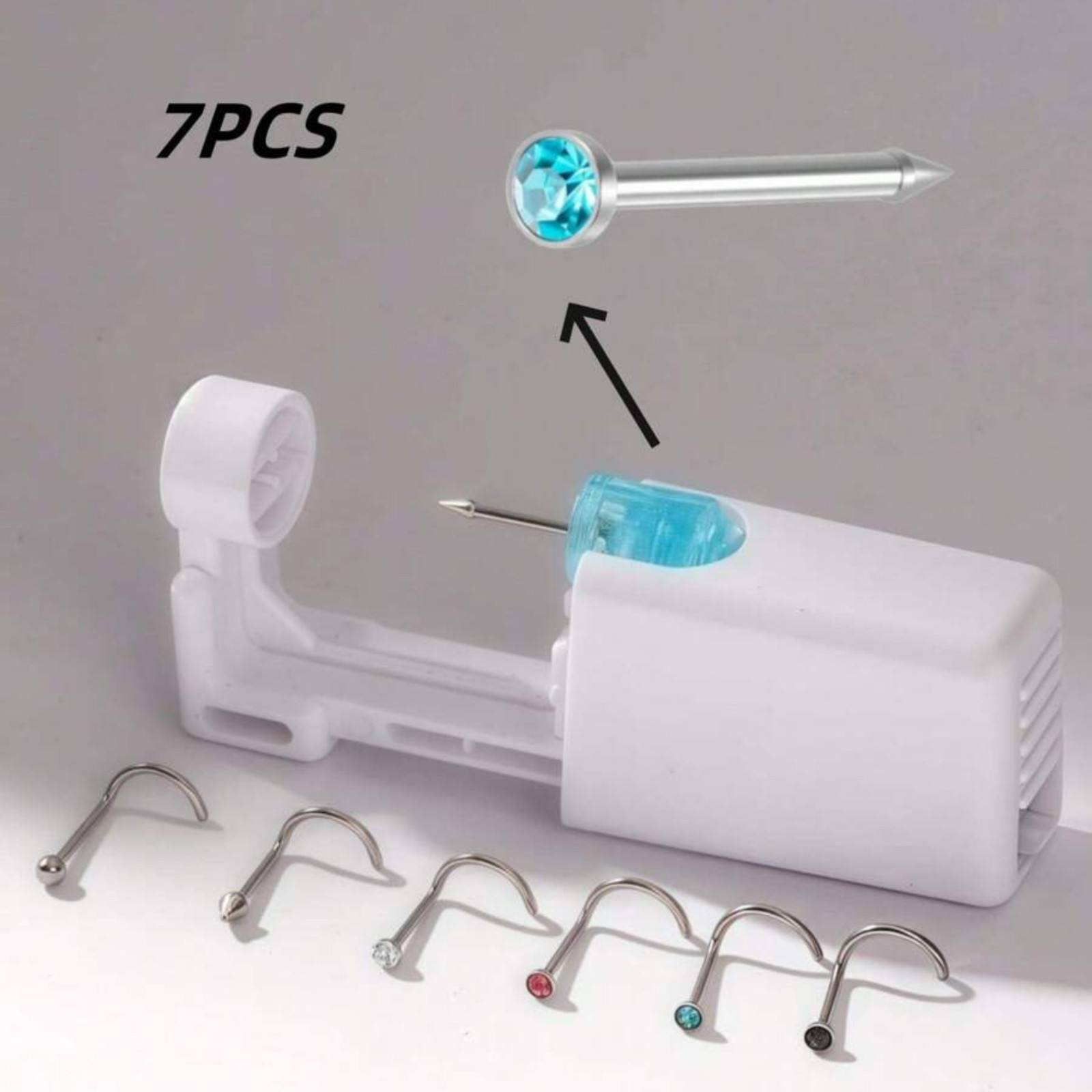 Nose Piercing Gun 7X Self Piercing Rivet Gun For Nose Ear Painless Piercing Gun