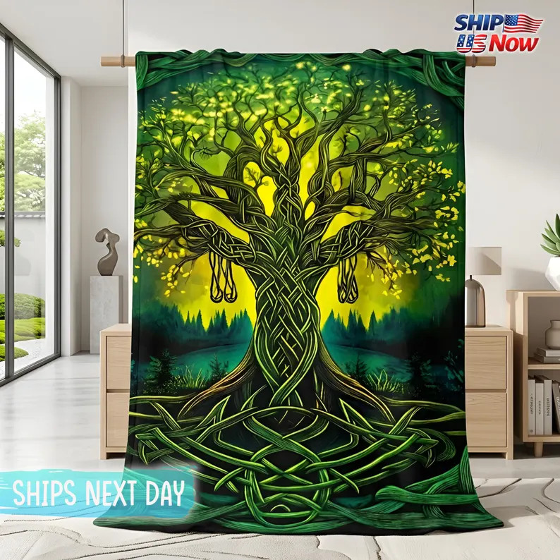 Personalized Green Tree Blanket Custom Throw Soft Cozy Gift