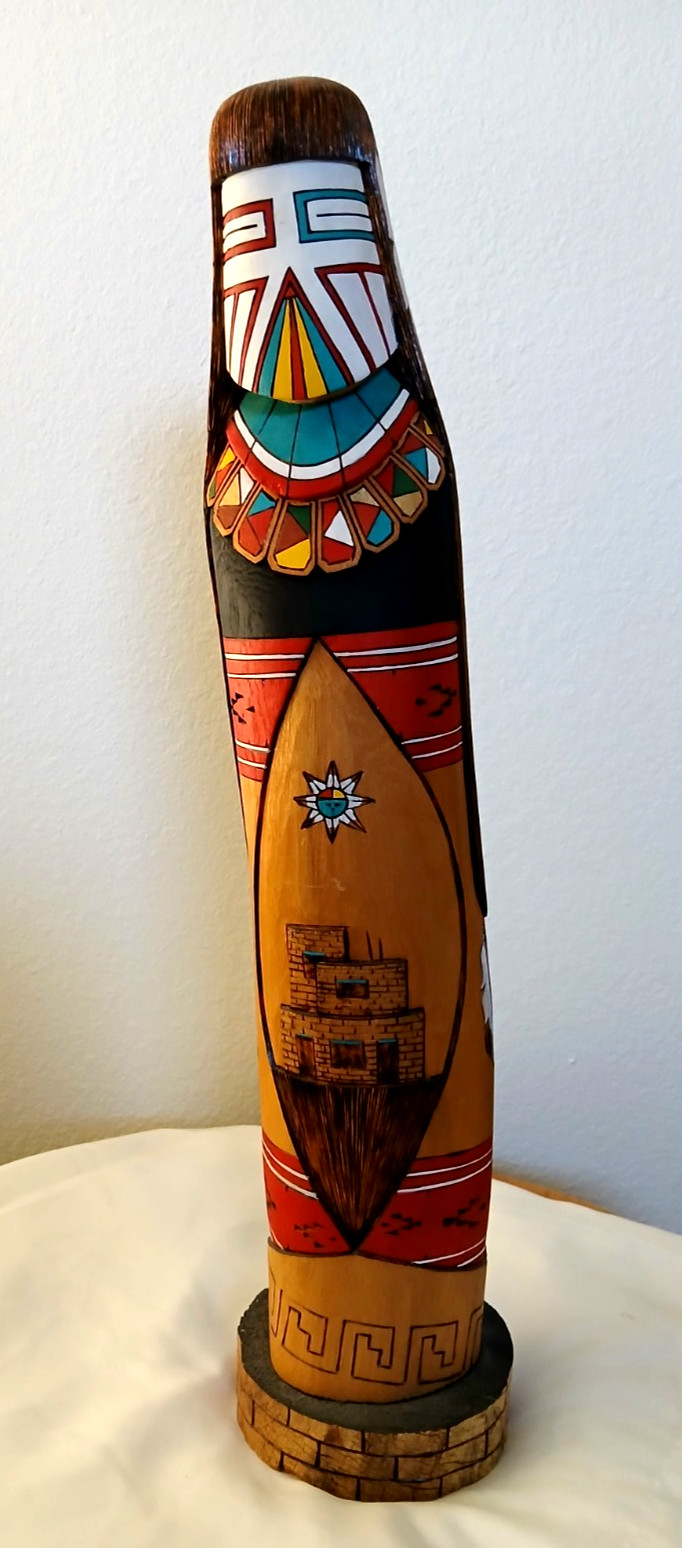 Authentic Hopi Navajo Fully Carved Cottonwood Shalaka Kachina 23" Stenson Walker