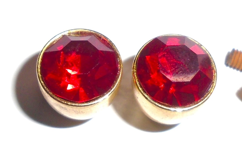 Mid-Century Gold Colored with Bakelite Red Ruby Gem Key Ring