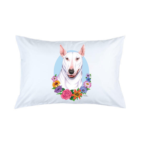 Bull Terrier White Micro Fiber Pillowcase