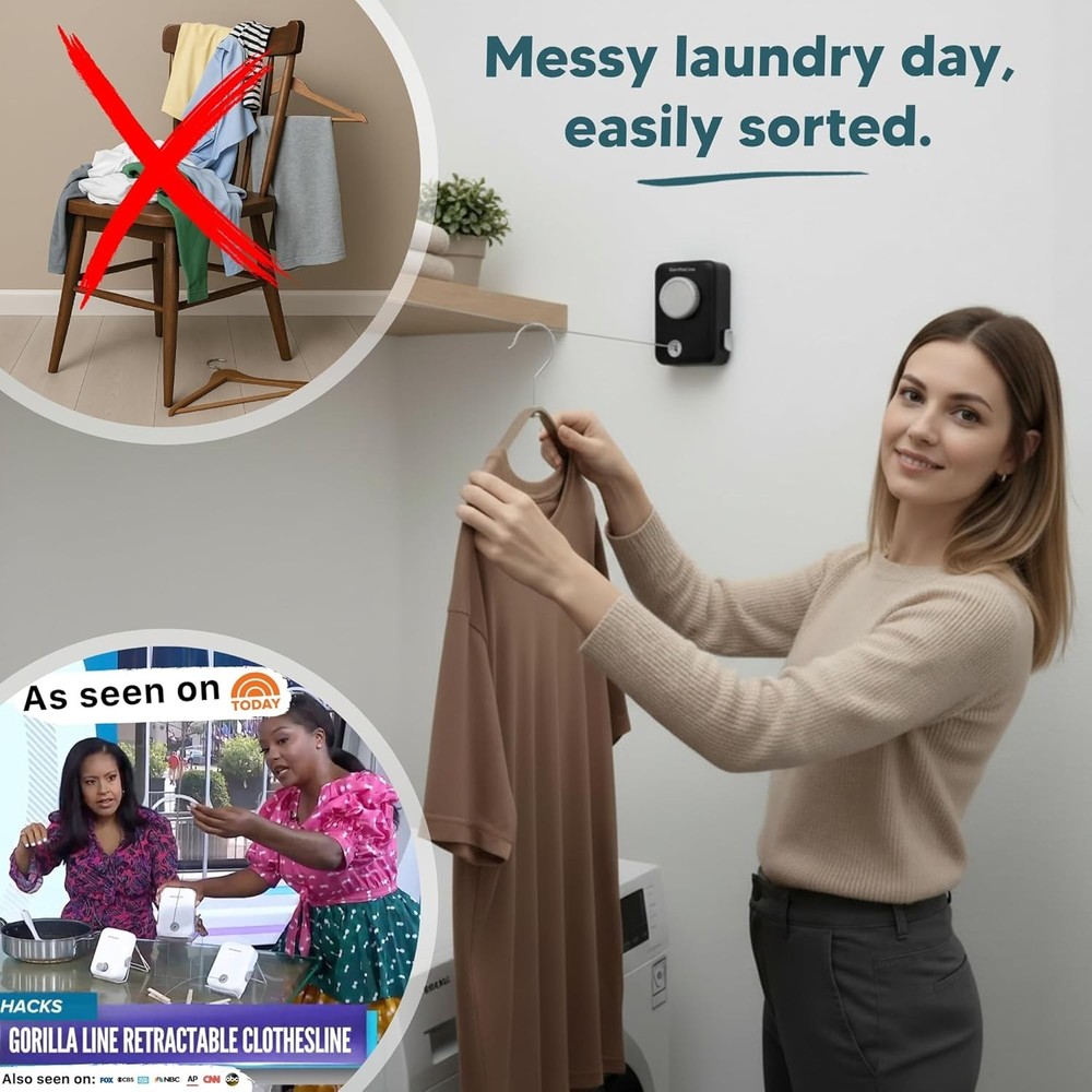 Max Retractable Clothesline - Non-Sagging Drying Line