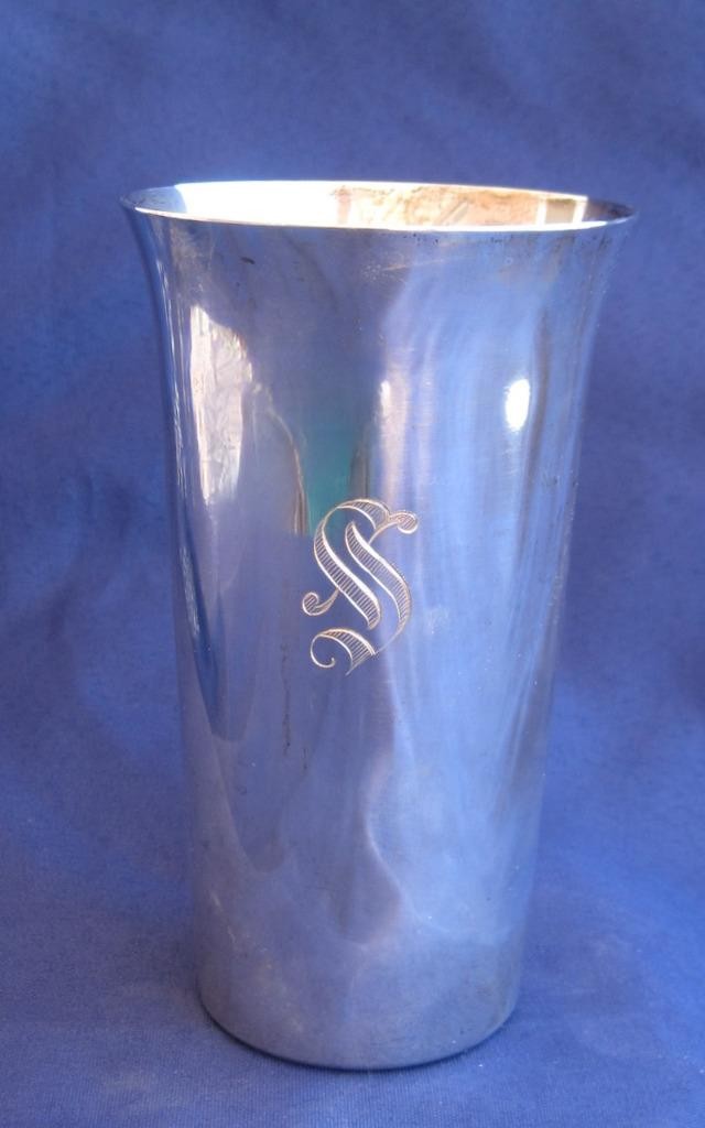 Sterling Silver Tumbler International 160 grams Monogram Dated 5.5 inches