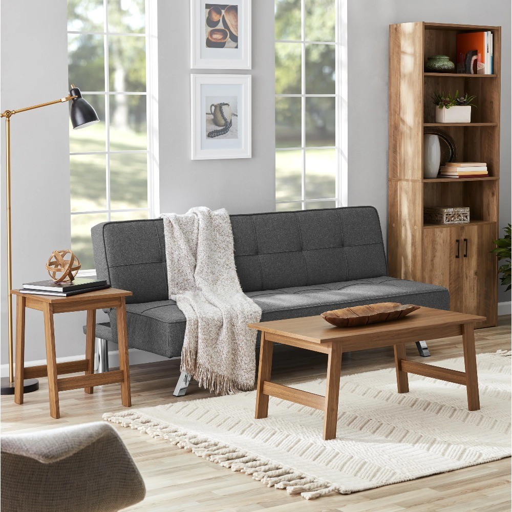 Small Square Wood Side Table in Walnut Finish