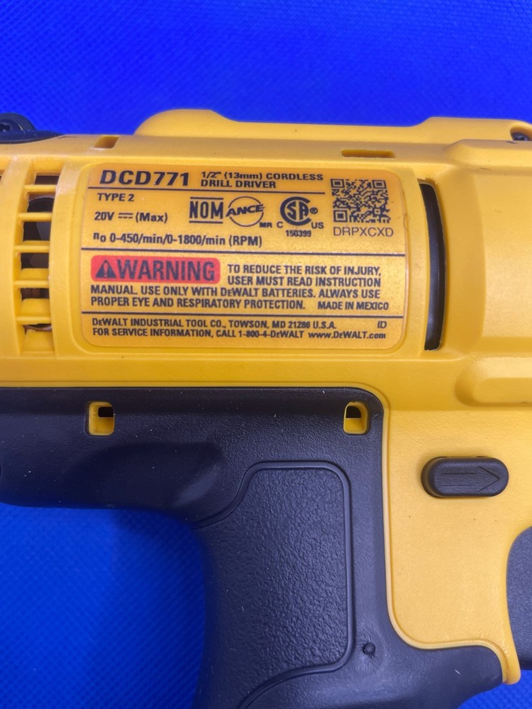 DEWALT DCD771 1/2" cordless drill driver TOOL ONLY