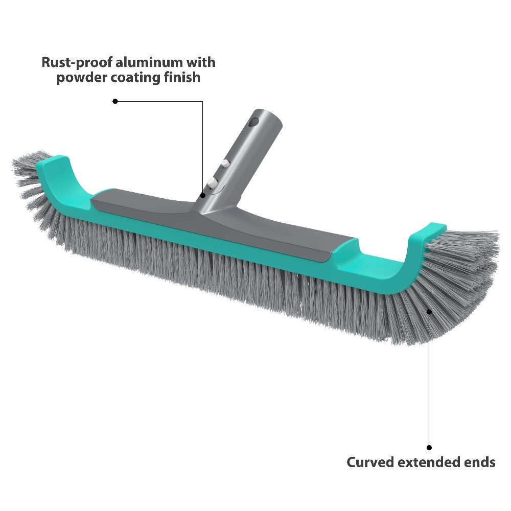 20" Curved-end Pool Brush with Extended Side bristles