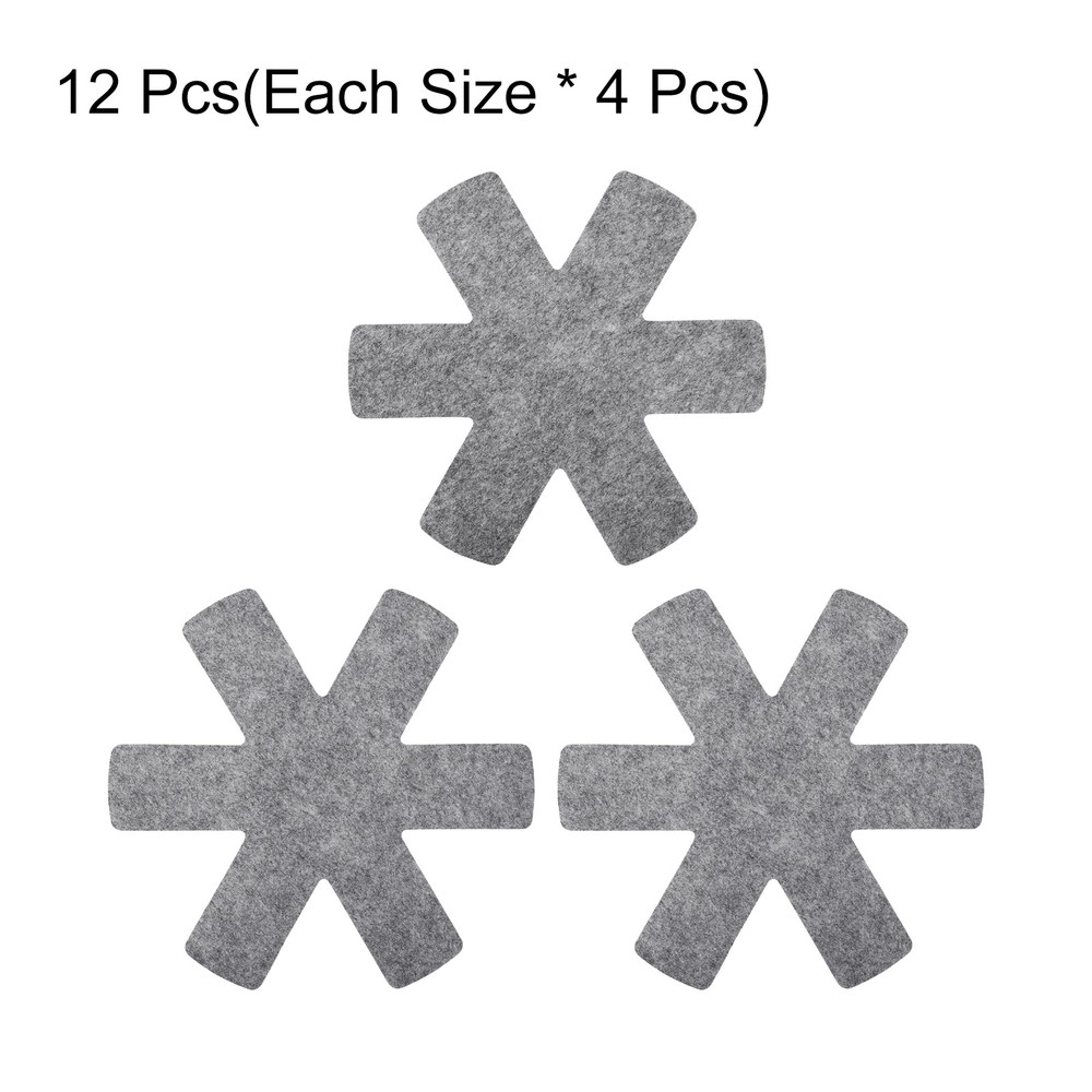 12pcs Pot and Pan Protectors for Stacking 3 Size Pot Separator Gray