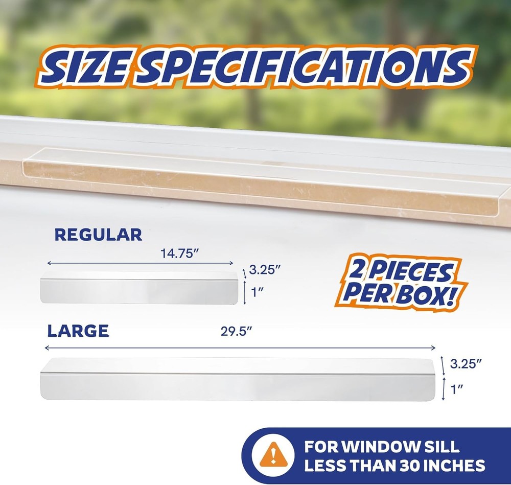Anti-Scratch Window Sill Protector for Pets - 2 Panels, Clear & Easy To Install