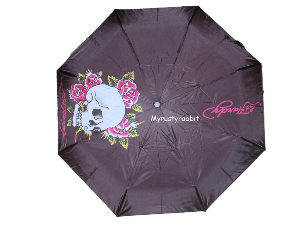 Ed Hardy Compact Umbrella Auto Open / Rubberized Handle - U Choose Design