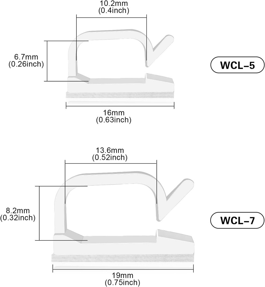 Adhesive Cable Wire Clips White Cord Holders