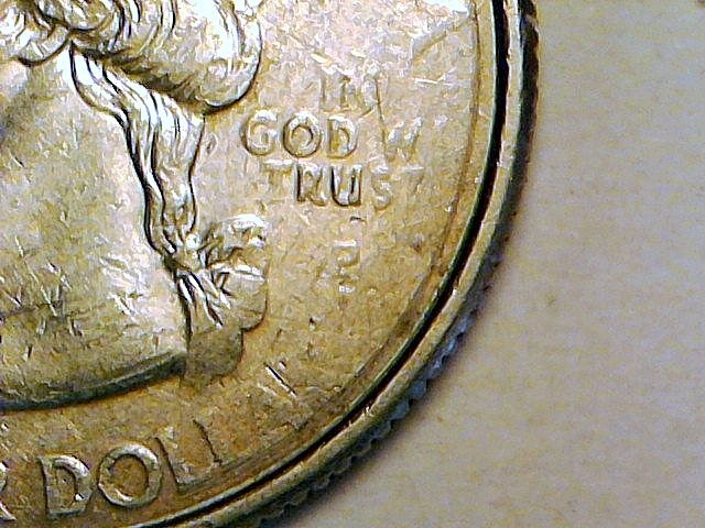 2002 P OHIO QUARTER PUNCHED THROUGH GREASE & RIM ERROR