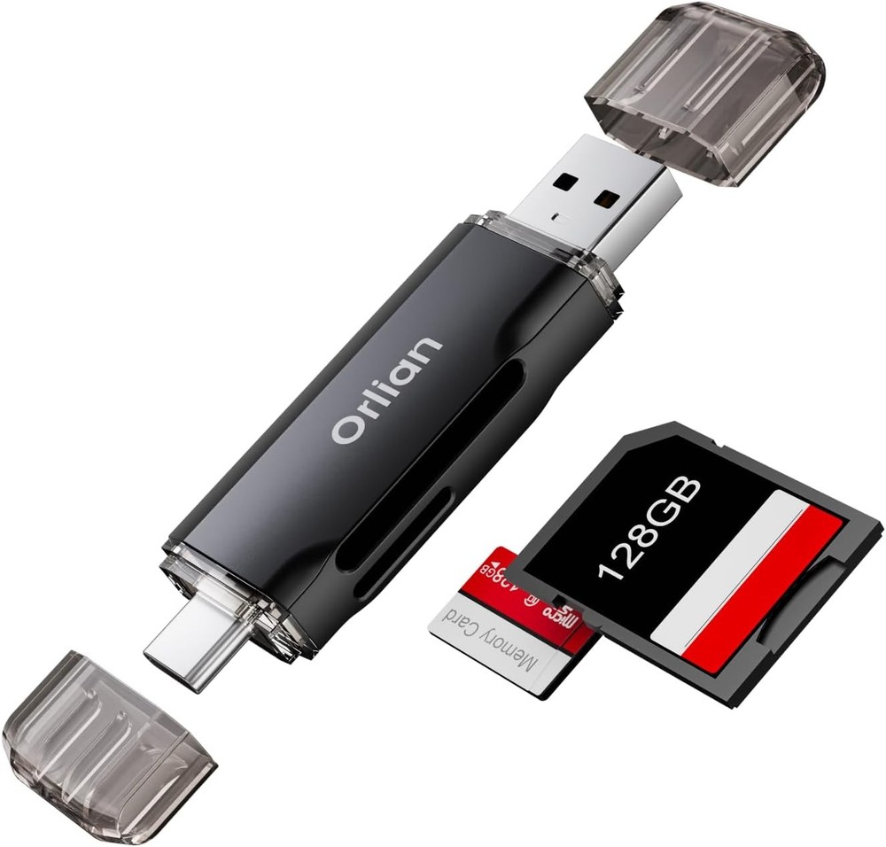 SD Card Reader USB 3.0 Dual A & C to Micro SD/SD Memory Black