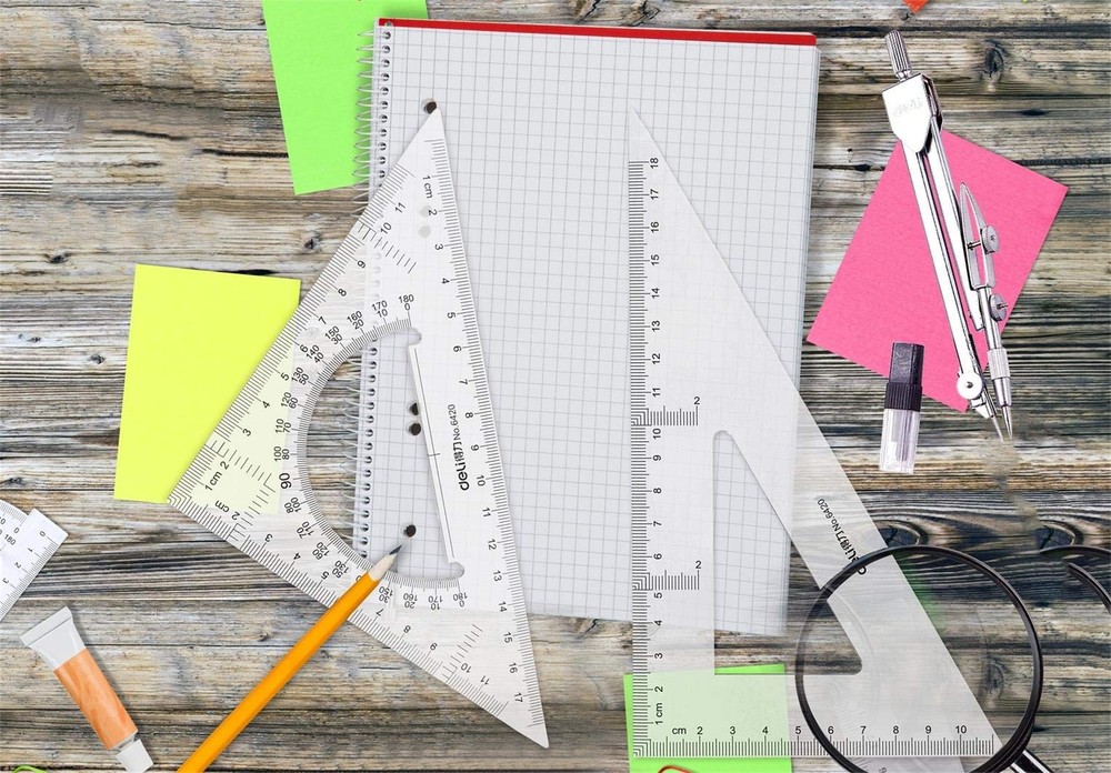 2 PCS Large Triangle Ruler Square Set Protractor Drafting Measuring Tool