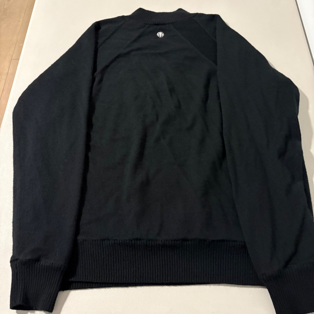 Sunice Windstopper Mens L 1/4 Zip Golf Sweater Black 100% Wool Lined Pullover