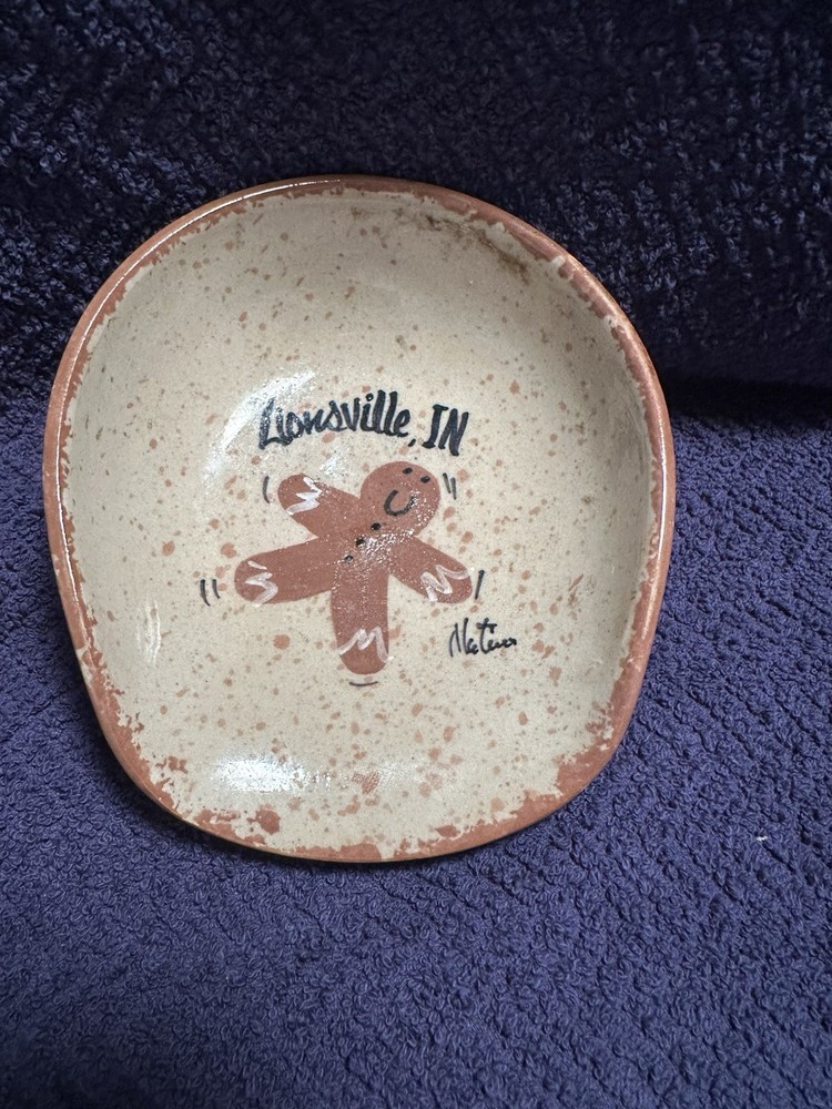 Gingerbread Ceramic Dish  Made In Usa
