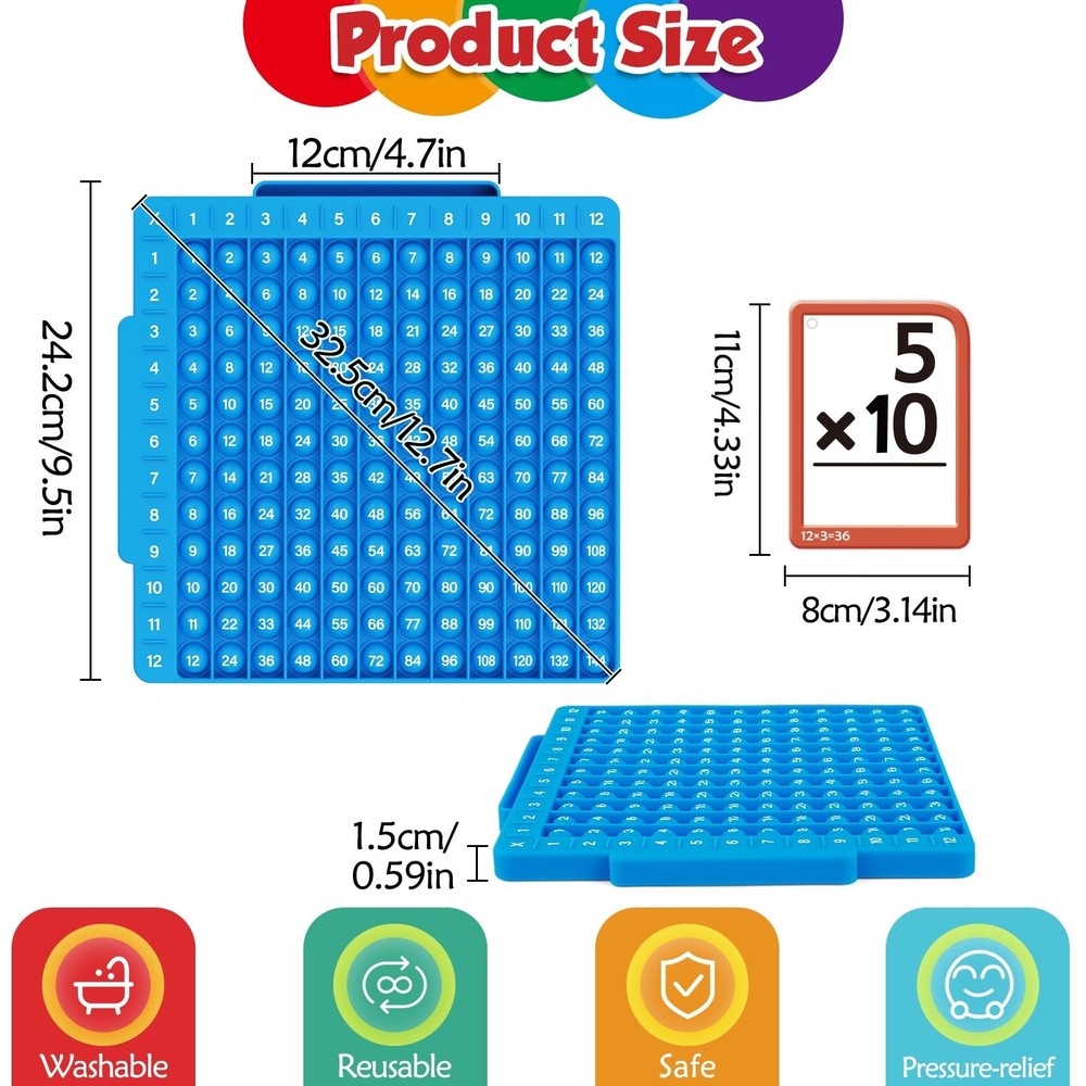 Torlam Math Flash Cards + Math Board, Multiplication Flash Card Times Table C...