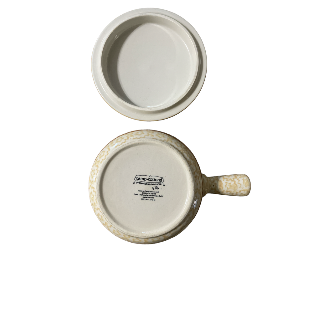 Temptations Old World Covered Handled Soup Bowls 15oz Set 2