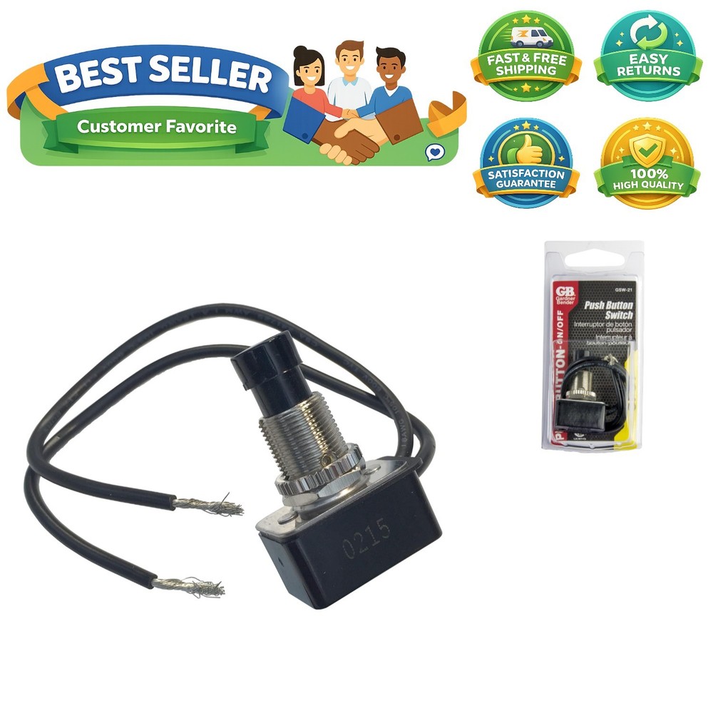 GSW-21 Electrical Motor Rated Push-Button Switch, SPST, Push ON-Push OFF, 10 ...