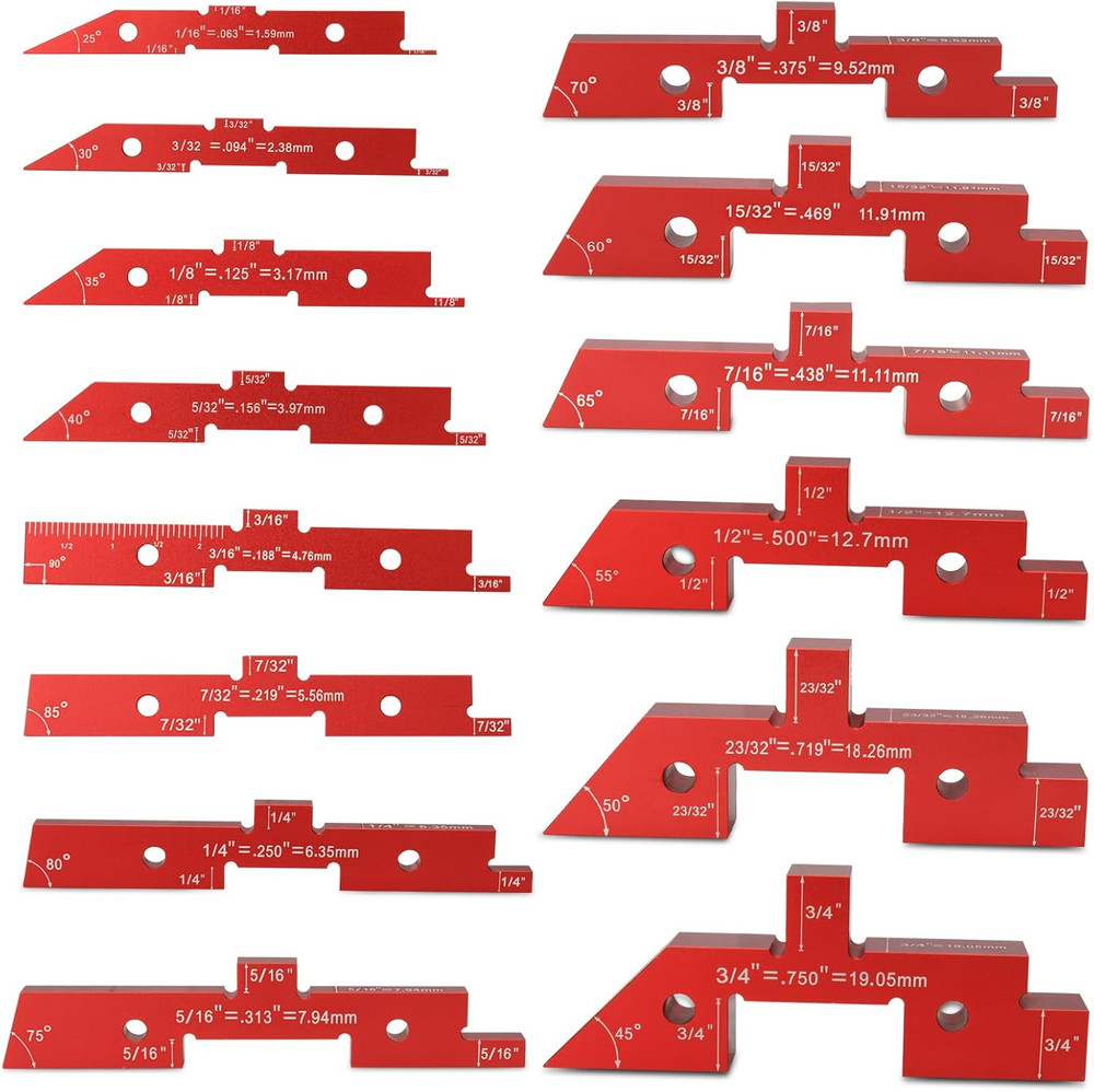 Setup Blocks Woodworking 14Pcs Aluminum Setup Bars with Case Setup Blocks Height