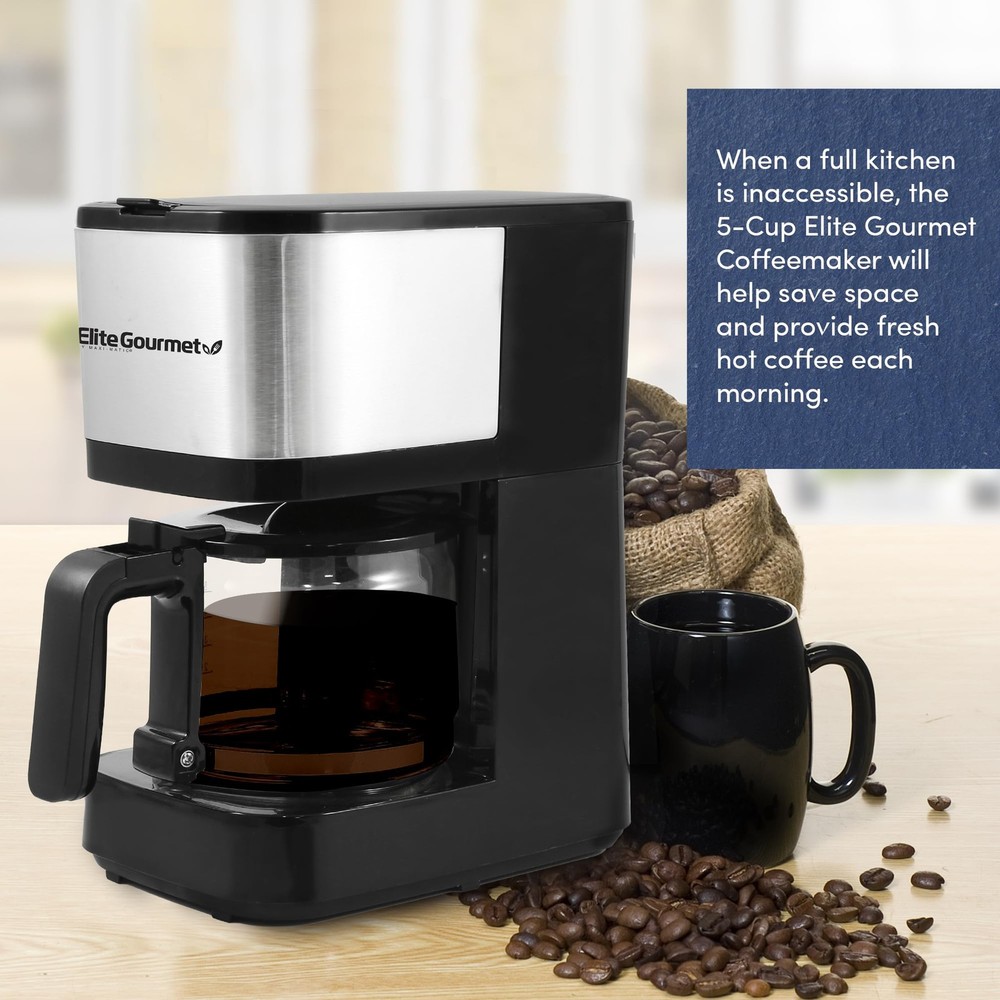 EHC9420 Automatic 5-Cup Brew & Drip Coffee Maker with Pause N Serve Reusable ...