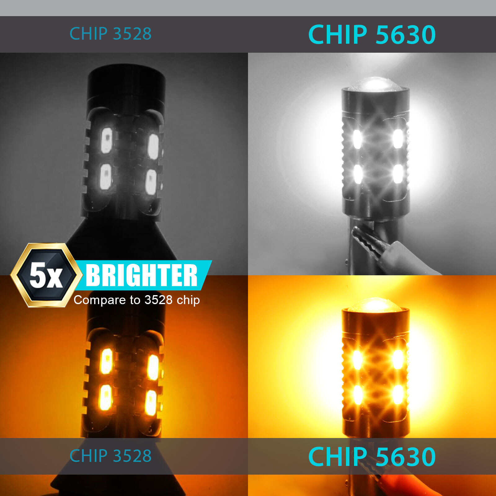 2x White/Amber 1157 LED DRL Switchback Turn Signal Parking Light Bulb Dual Color