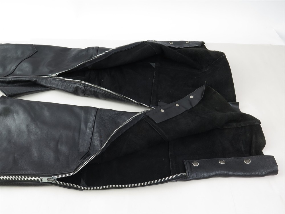 Harley Davidson Women's Size Medium Black Leather Chaps Basic Skins