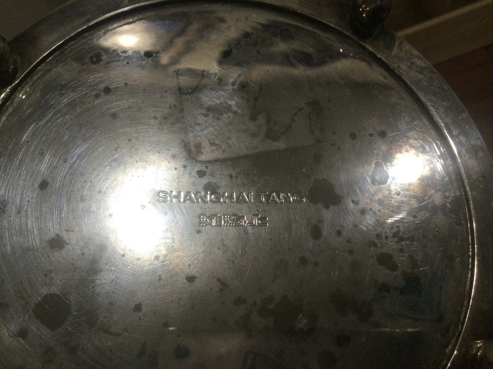 VTG Shanghai Tang Silver Plate Wine Champagne Bottle Coaster Holder; Late C20th