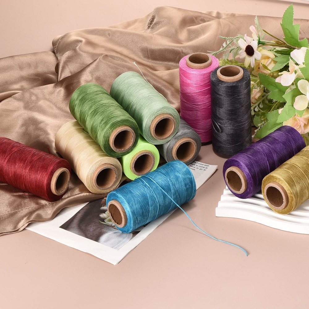 284 Yard 0.8mm 150D Flat Waxed Thread Polyester, Sky Blue