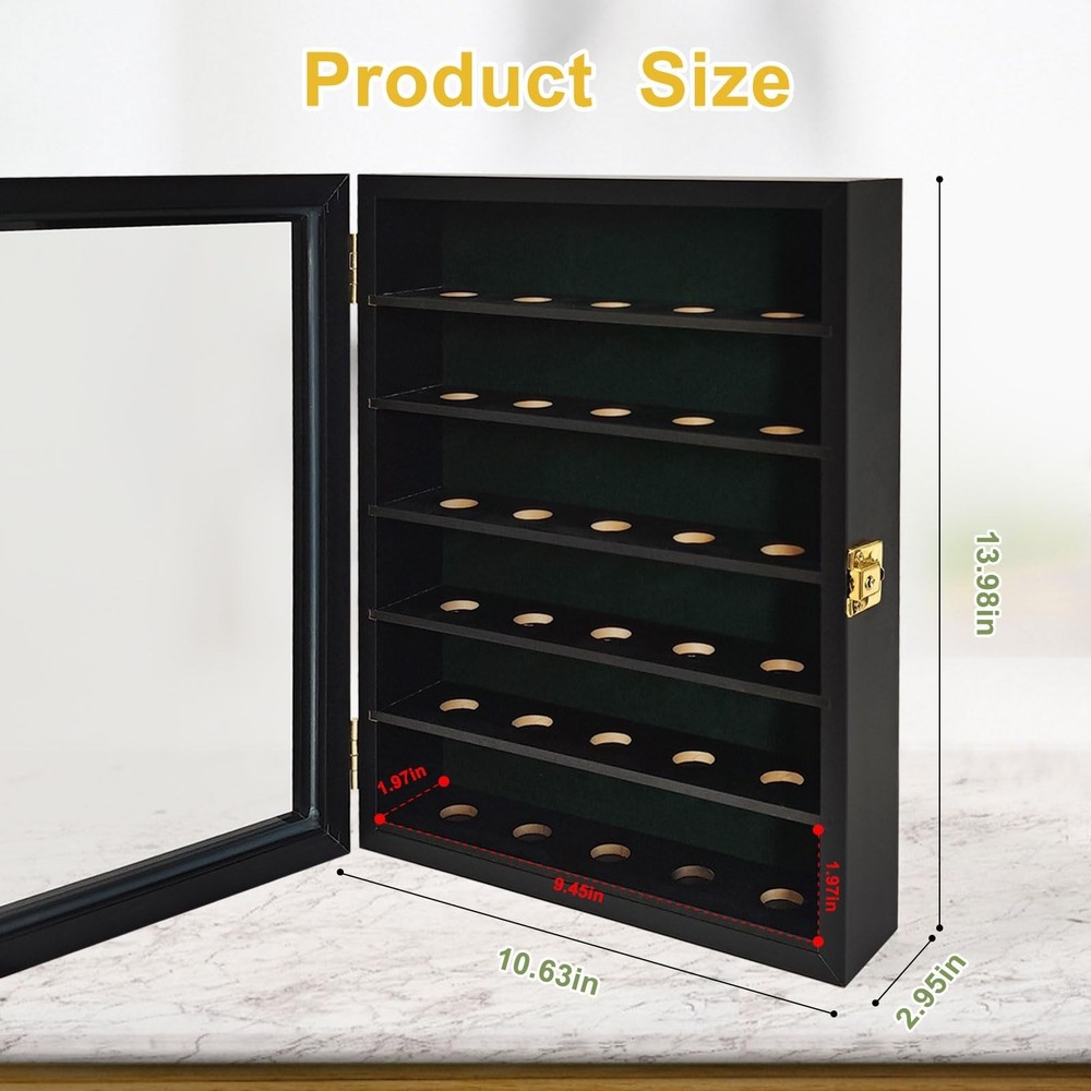 Golf Ball Display Case: Wall Mounted 30 Golf Ball Display Case Holder Solid W...