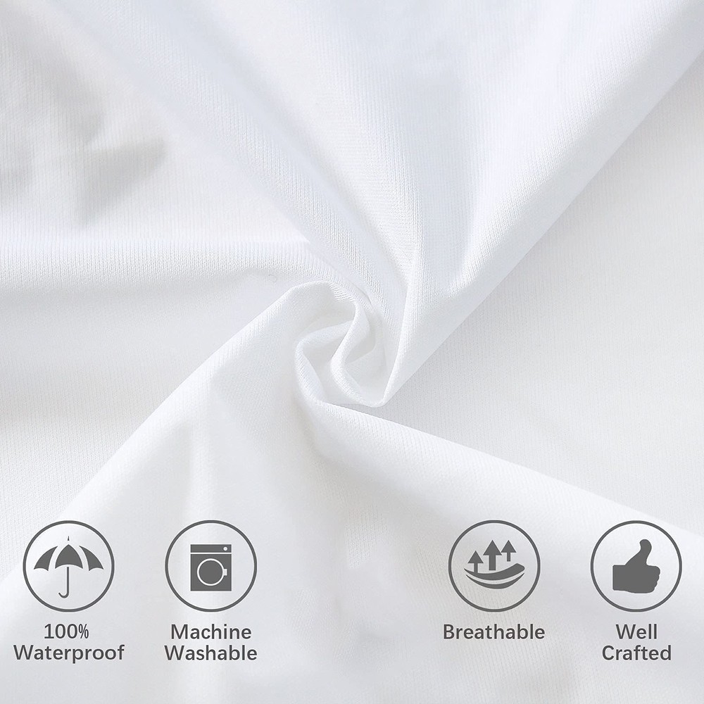 Machine Washable Pillow Protector, Noiseless, 2 Pack Standard Size, White