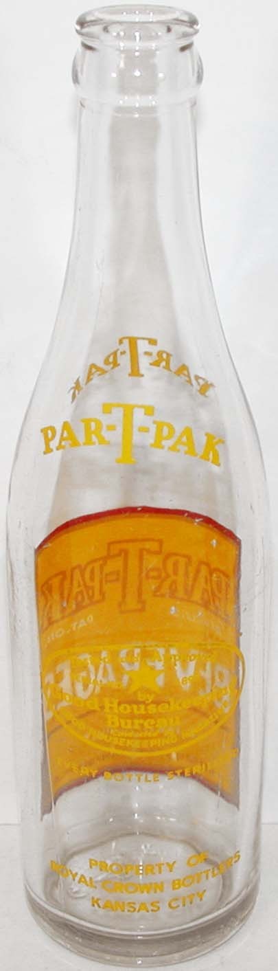 Vintage ACL soda pop bottle PAR-T-PAK Nehi 1939 Royal Crown Cola Kansas City MO