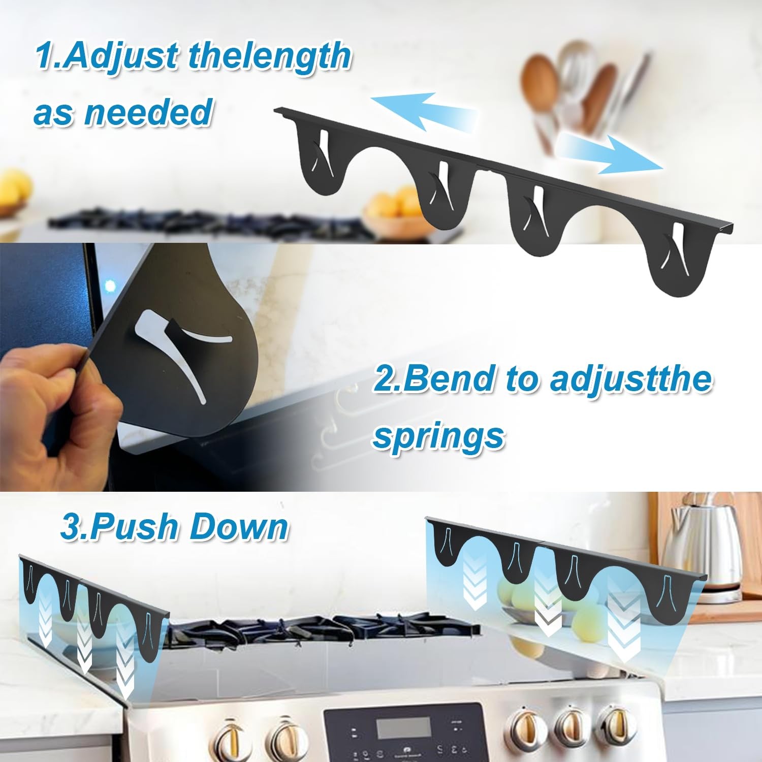 Stainless Steel Stove Gap Covers (2 Pack) – Adjustable Retractable Length 13.8"