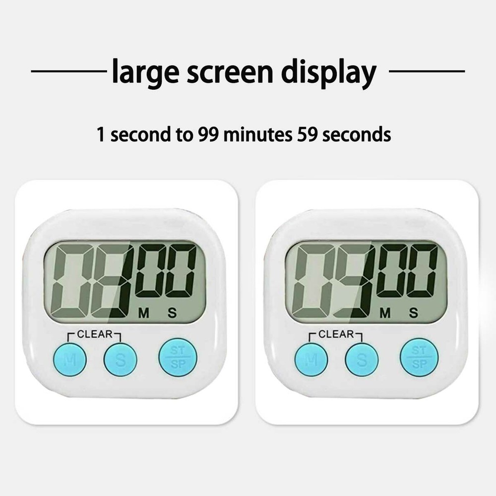 2Pcs Small Timer Kitchen Baking Countdown Timer Student Learning Big Screen