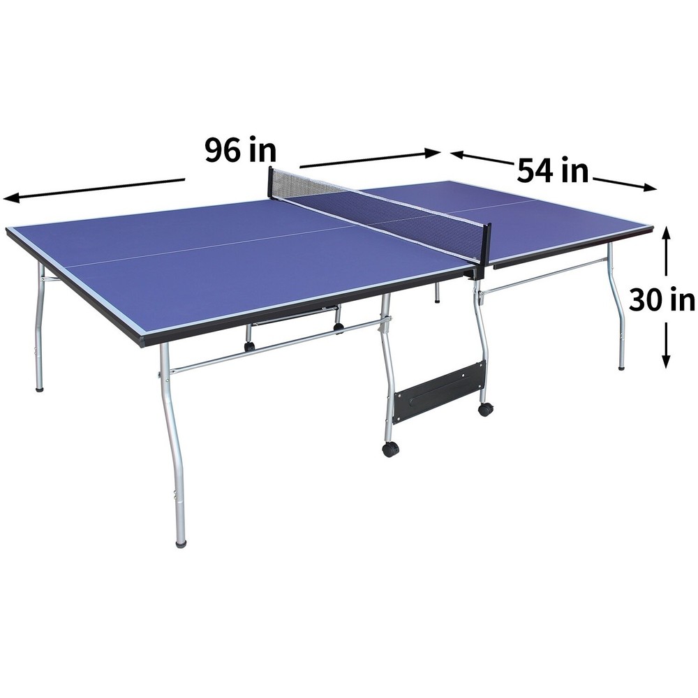 8ft Mid-Size Table Tennis Table Foldable & Portable Ping Pong Table Set