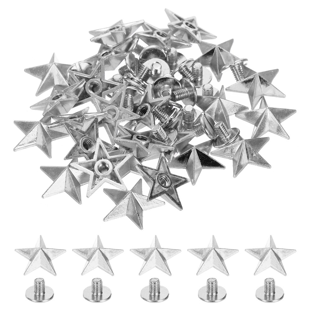 12.5mm Star Rivets, 25 Sets Leather Rivets Rapid Studs Rivet, Silver Tone